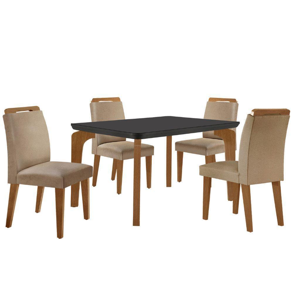 Conjunto Mesa Liz 120cm Com Vidro 4 Cadeiras Athenas Moderna Turim/grafite/imbuia/serig.graf - 2