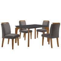 Conjunto Mesa Liz 120cm Mdf Com 4 Cadeiras Athenas Moderna Veludo Grafite E Imbuia - 2