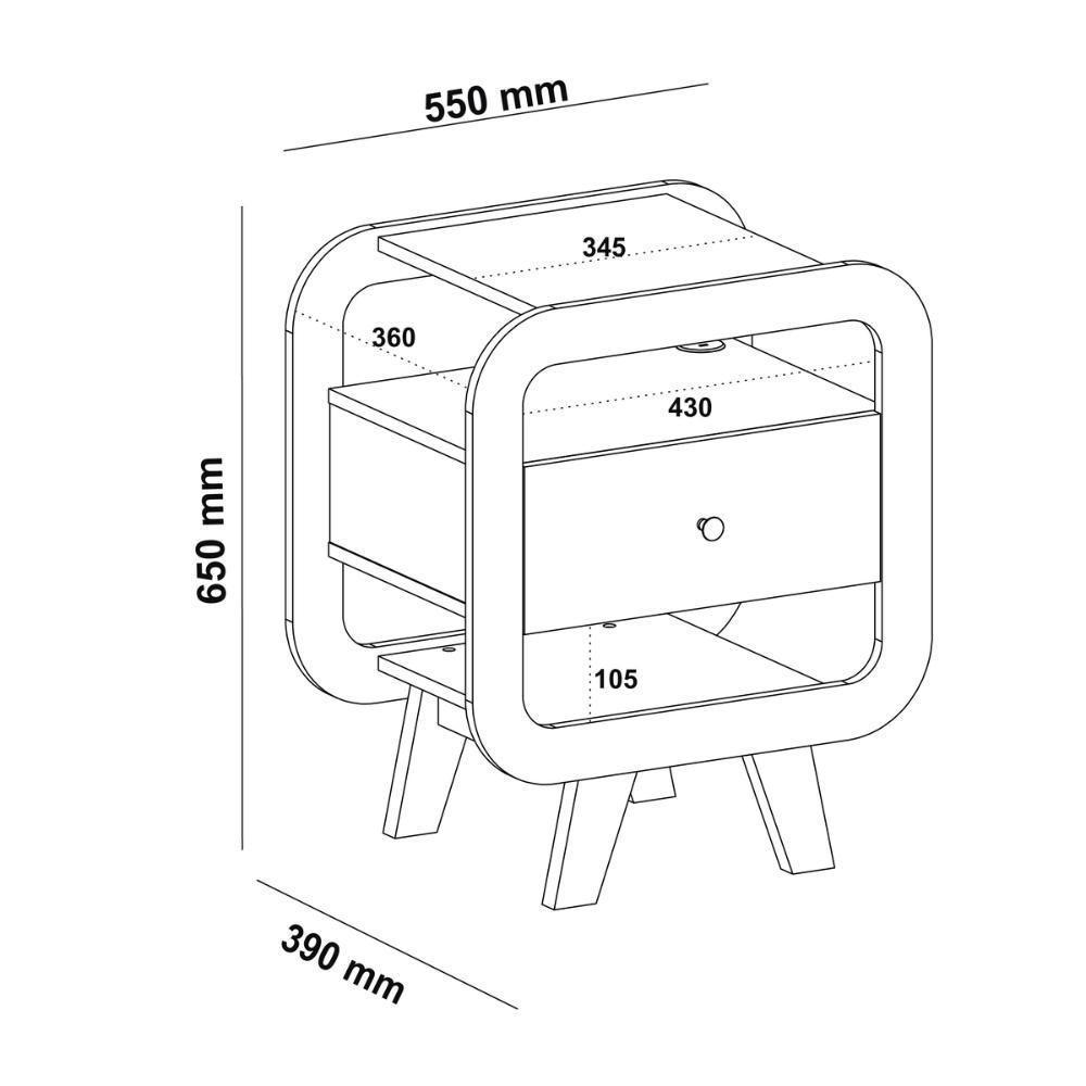 Mesa Lateral Com 1 Gaveta E Portas Usb Multimóveis Cr45304 Cinamomo-off White - 4