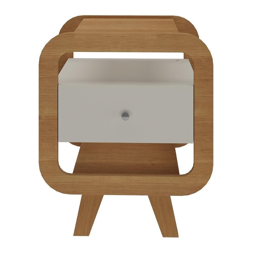 Mesa Lateral Com 1 Gaveta E Portas Usb Multimóveis Cr45304 Cinamomo-off White - 7