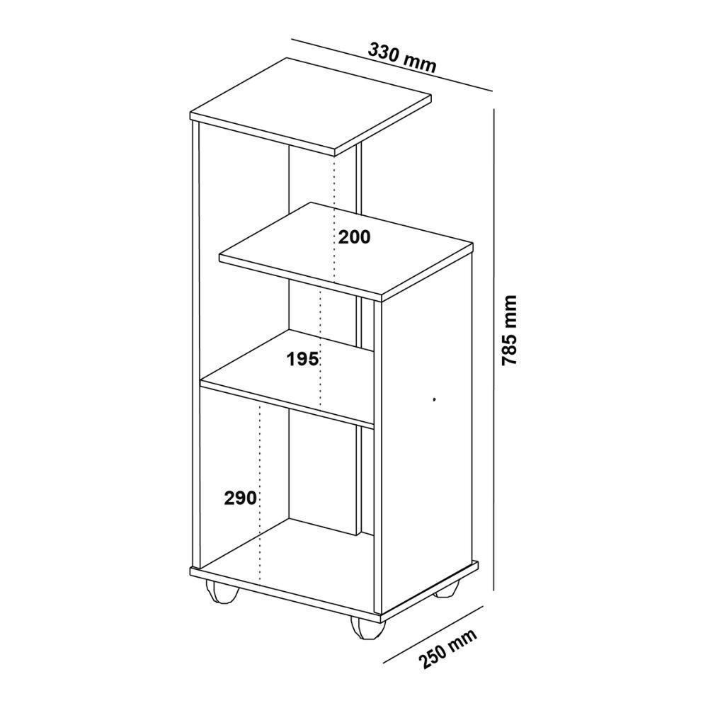 Mesa Lateral 33cm Com Prateleiras Multimóveis Cr45124 - Cinamomo-off White - 4