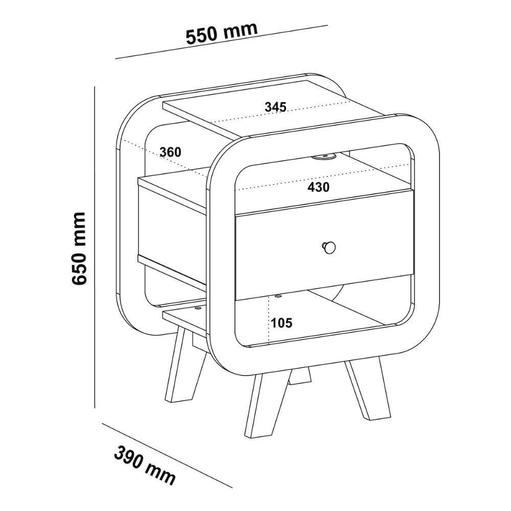 Mesa Lateral Com 1 Gaveta E Portas Usb Multimóveis Cr45304 Naturale-branco - 6