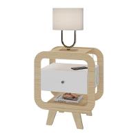 Mesa Lateral Com 1 Gaveta E Portas Usb Multimóveis Cr45304 Naturale-branco