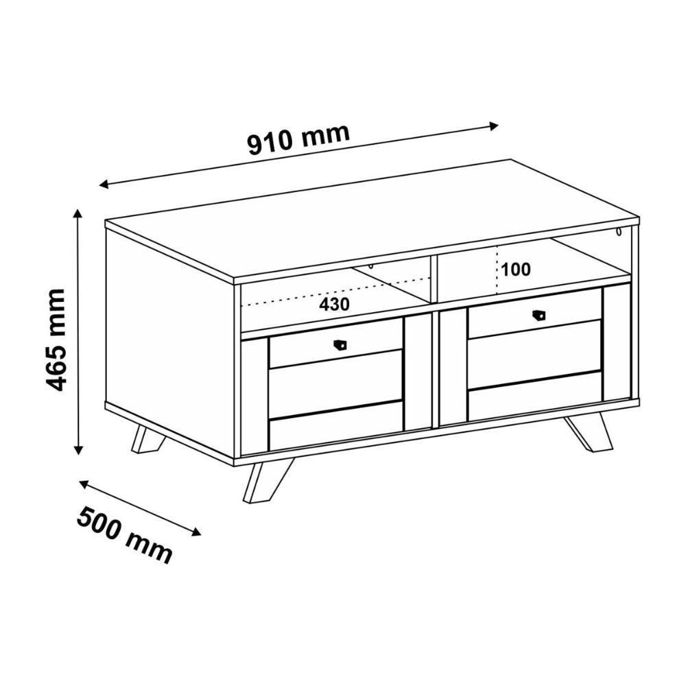 Mesa De Centro Retangular 2 Gavetas 91cm Retrô Multimóveis Cr45313 Carvalho - 4