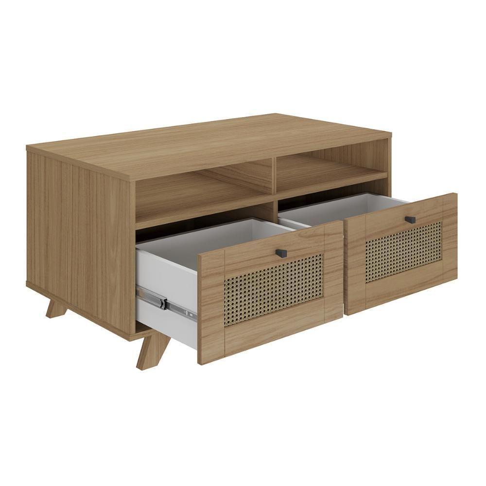 Mesa De Centro Retangular 2 Gavetas 91cm Retrô Multimóveis Cr45313 Carvalho - 5