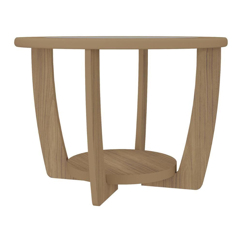 Mesa De Centro Redonda 60cm Com Vidro Multimóveis Cr45306 Carvalho - 5