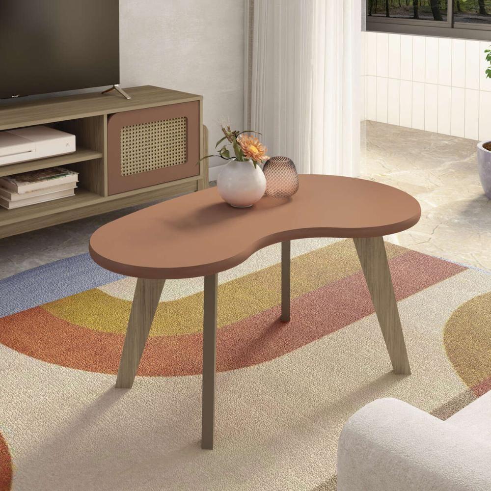 Mesa De Centro 91cm Com Pés Retrô Multimóveis Cr45312 Terracota - 1