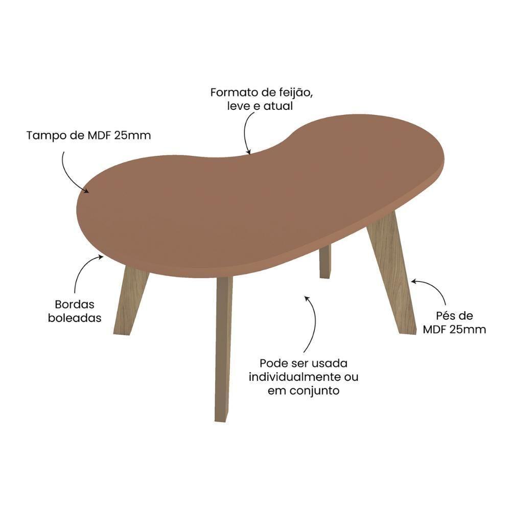 Mesa De Centro 91cm Com Pés Retrô Multimóveis Cr45312 Terracota - 3