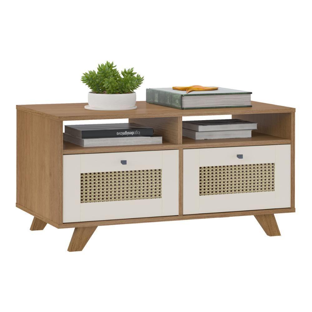 Mesa De Centro Retangular 2 Gavetas 91cm Retrô Multimóveis Cr45313 Cinamomo-off White - 2