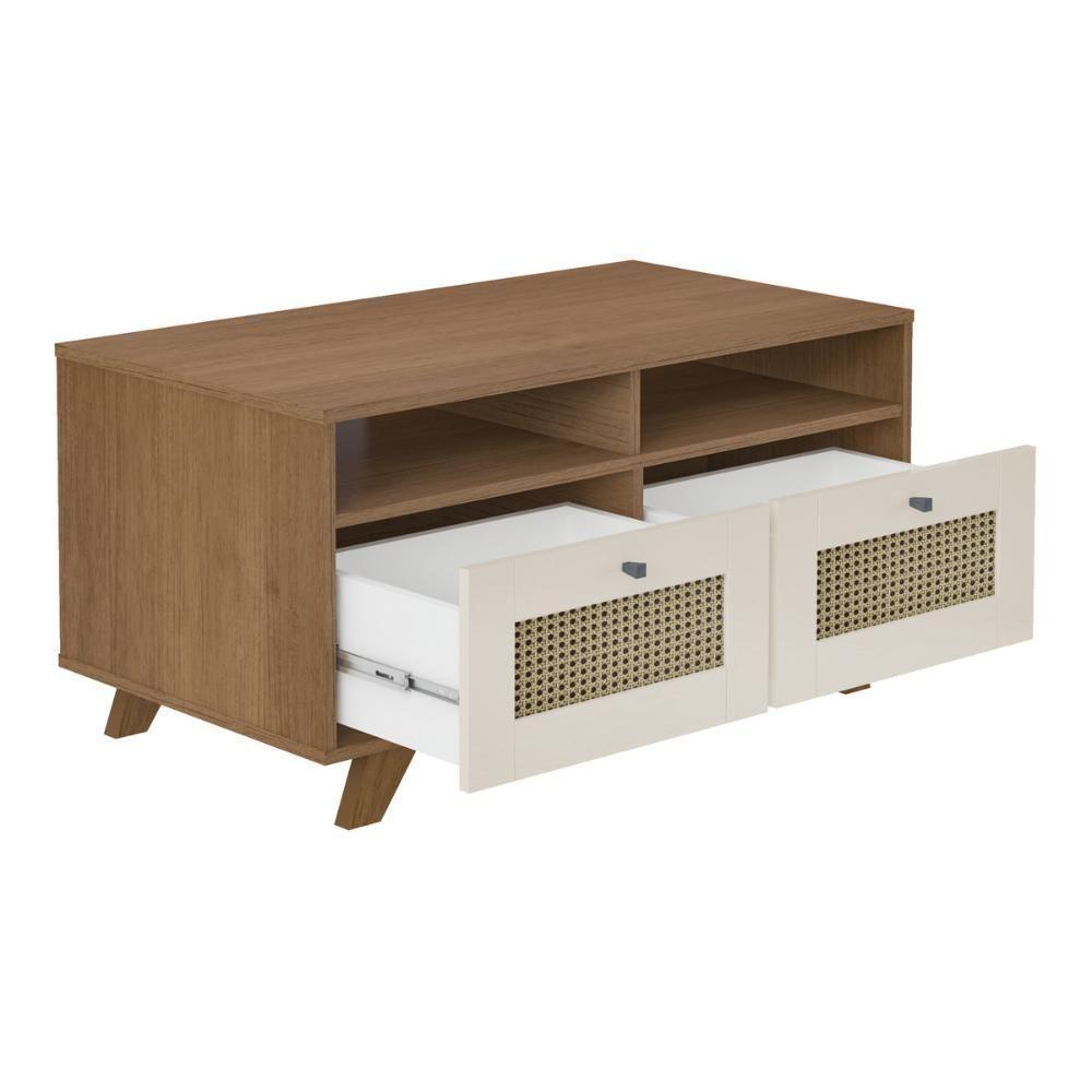 Mesa De Centro Retangular 2 Gavetas 91cm Retrô Multimóveis Cr45313 Cinamomo-off White - 5