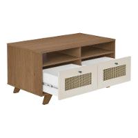 Mesa De Centro Retangular 2 Gavetas 91cm Retrô Multimóveis Cr45313 Cinamomo-off White - 5