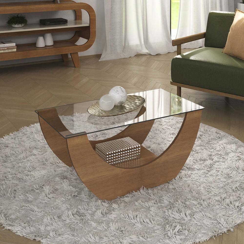 Mesa De Centro Retangular C-vidro 82,5cm Multimóveis Cr45311 Cinamomo - 1