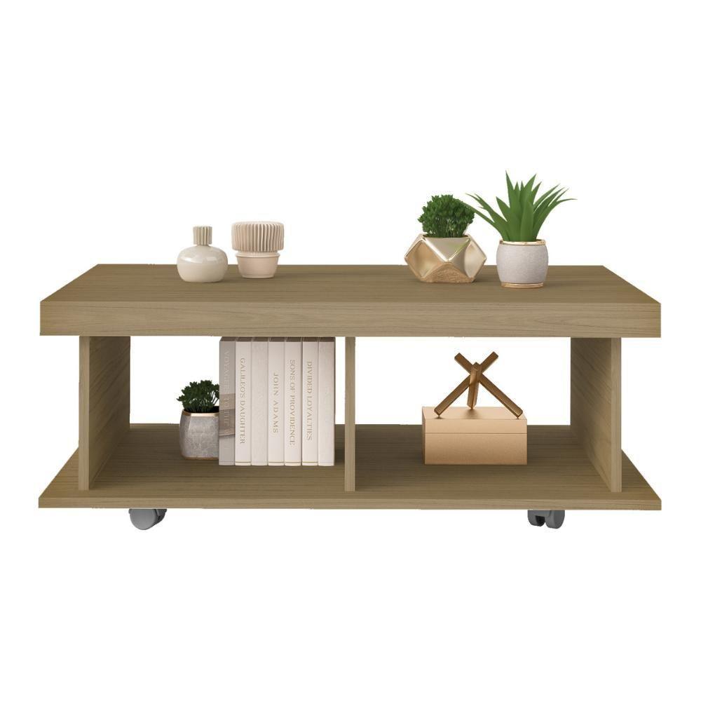 Mesa De Centro Retangular 90cm Com Rodízios Multimóveis Cr45307 Carvalho - 2