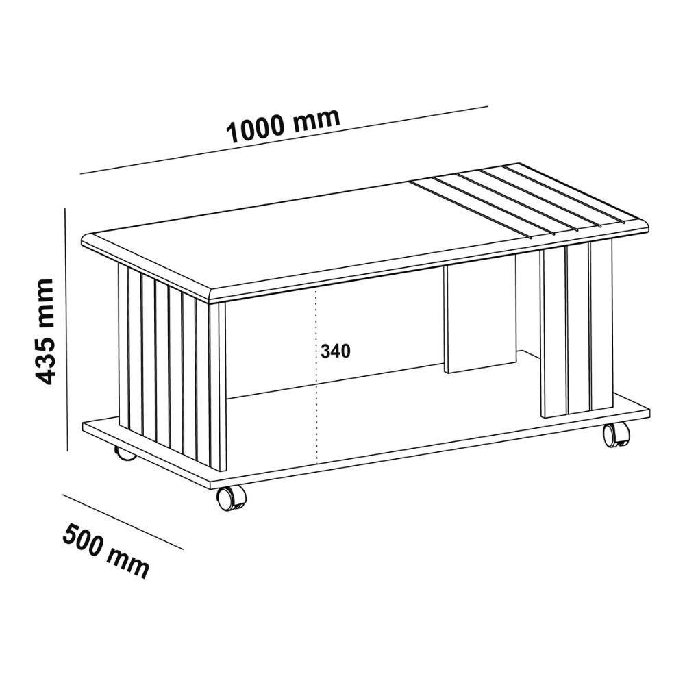 Mesa De Centro Retangular 100cm Com Rodízios Multimóveis Cr45309 Cinamomo-off White - 3