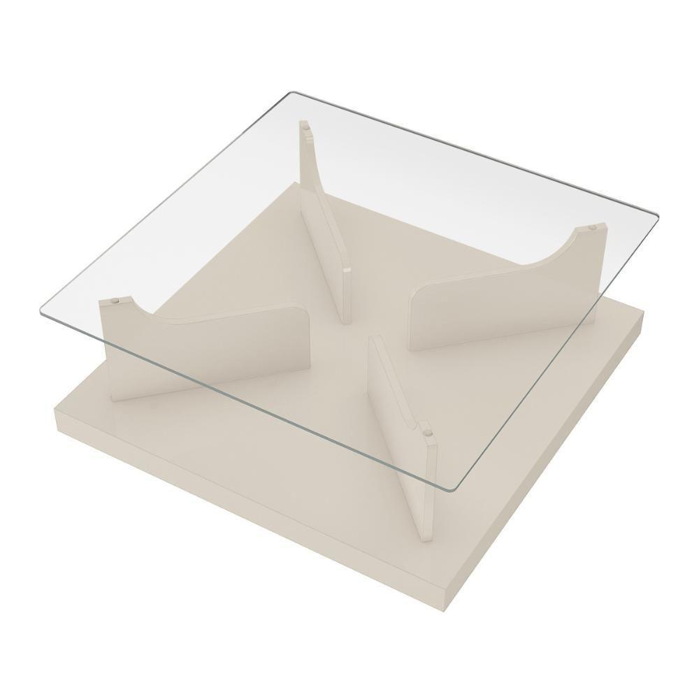 Mesa De Centro Quadrada 70cm Com Vidro Multimóveis Cr45305 Off White - 5