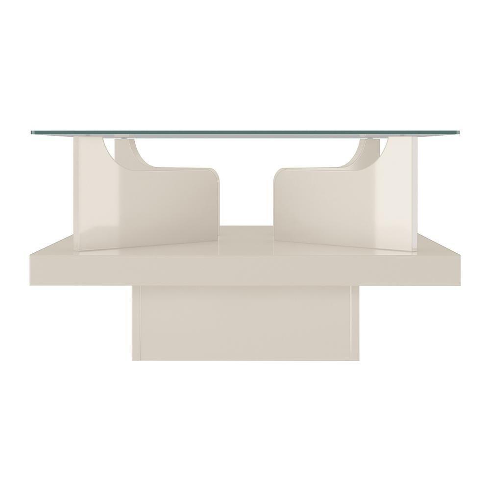 Mesa De Centro Quadrada 70cm Com Vidro Multimóveis Cr45305 Off White - 6