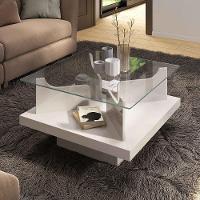 Mesa De Centro Quadrada 70cm Com Vidro Multimóveis Cr45305 Off White - 1