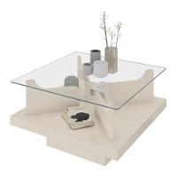 Mesa De Centro Quadrada 70cm Com Vidro Multimóveis Cr45305 Off White - 2