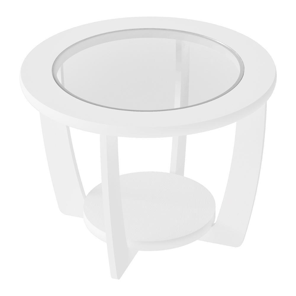 Mesa De Centro Redonda 60cm Com Vidro Multimóveis Cr45306 Branco - 5
