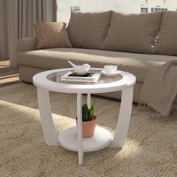 Mesa De Centro Redonda 60cm Com Vidro Multimóveis Cr45306 Branco - 1