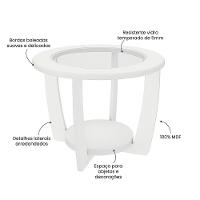 Mesa De Centro Redonda 60cm Com Vidro Multimóveis Cr45306 Branco - 3