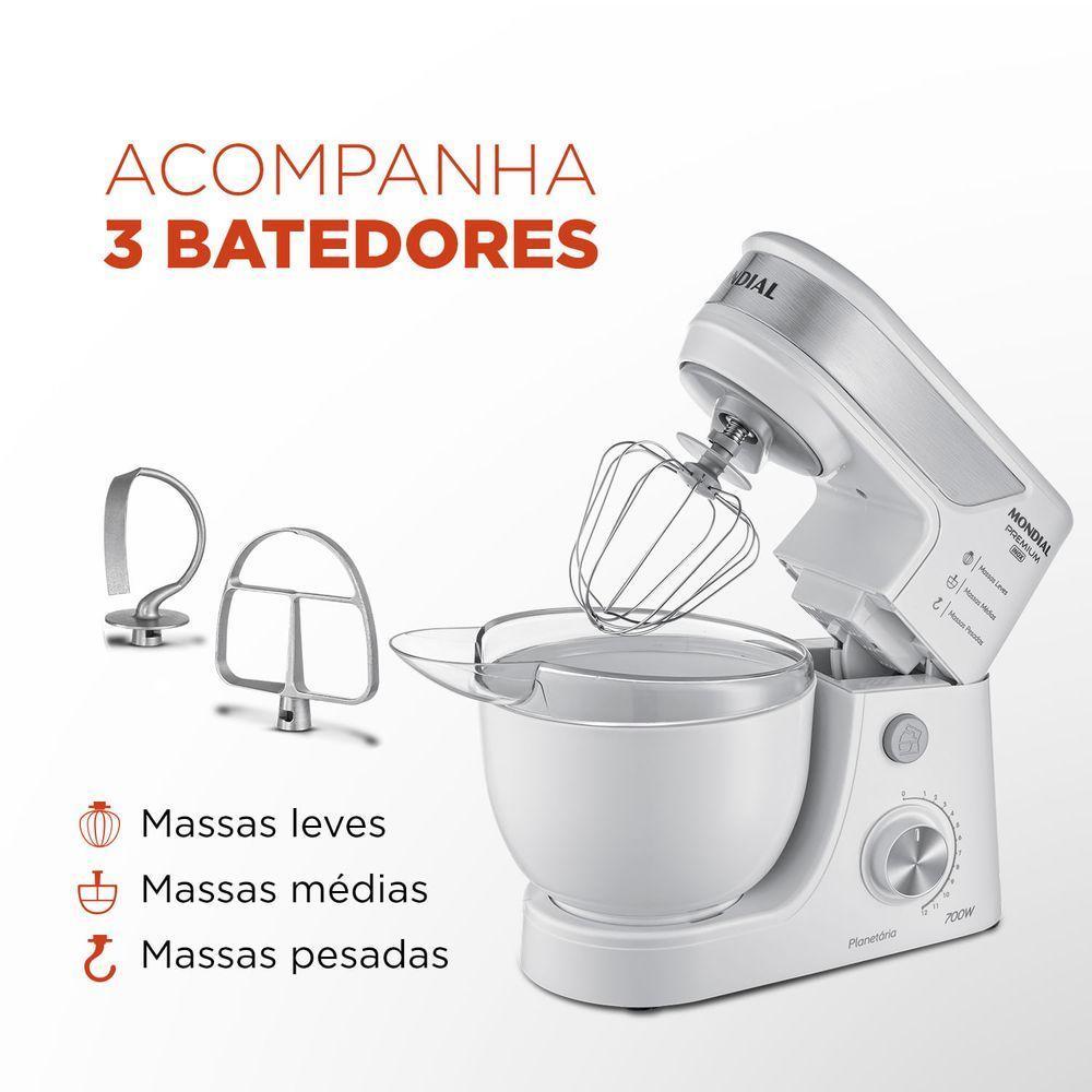 Batedeira Planetária Mondial Premium Bp-01p-w Batedeira Planetária-220v-branco/inox - 6