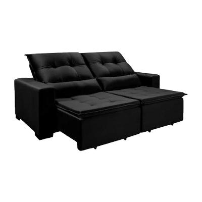 Sofá Retrátil E Reclinável Chicago 1.80 Mts Veludo Preto