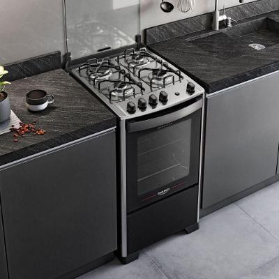 Fogão de Piso 4 Bocas a Gás Dako Magister Mesa Inox Automático Preto Bivolt