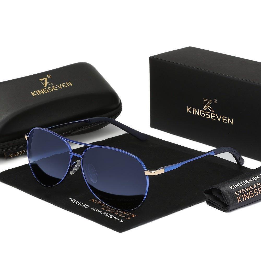 Óculos De Moda Kingseven - Leves E Estilosos, Armação Em Aço Inoxidável Azul - 1