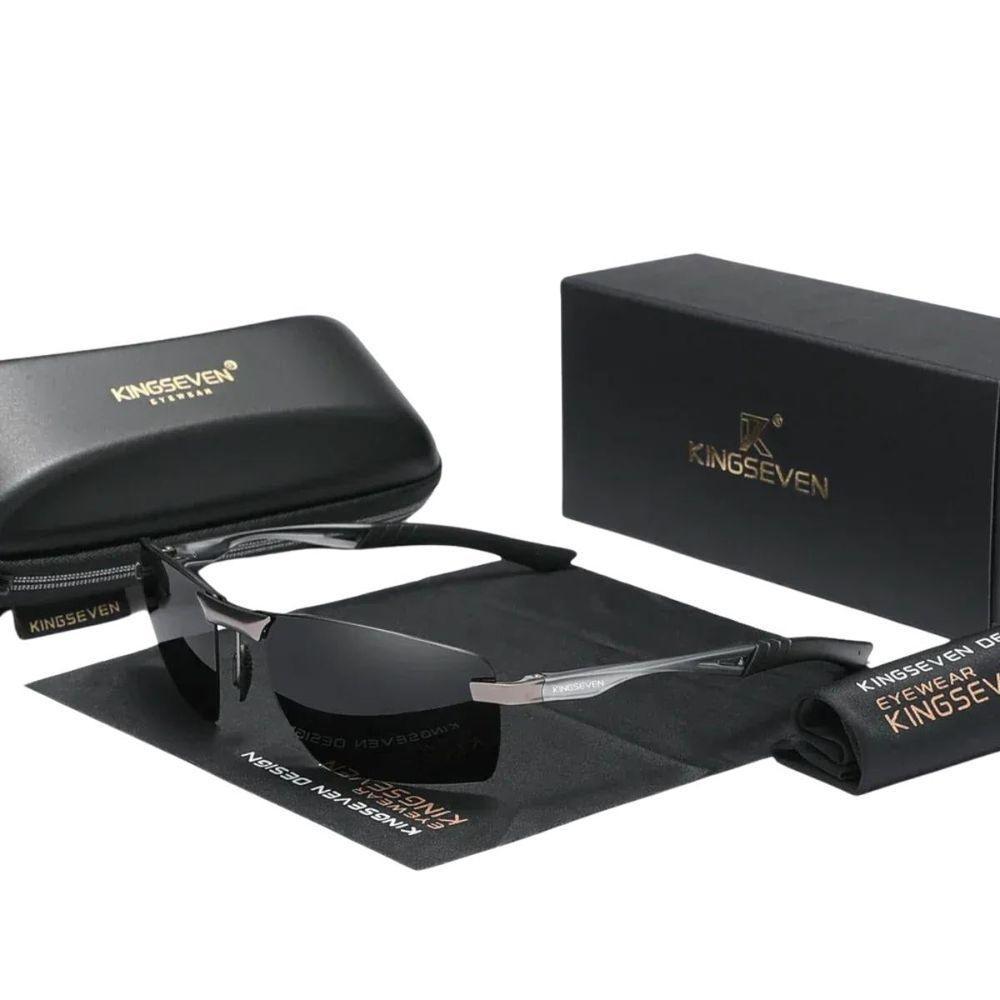 Óculos Kingseven De Alumínio Uv 400 Quadrados Polarização Uv 400 Cinza - 1