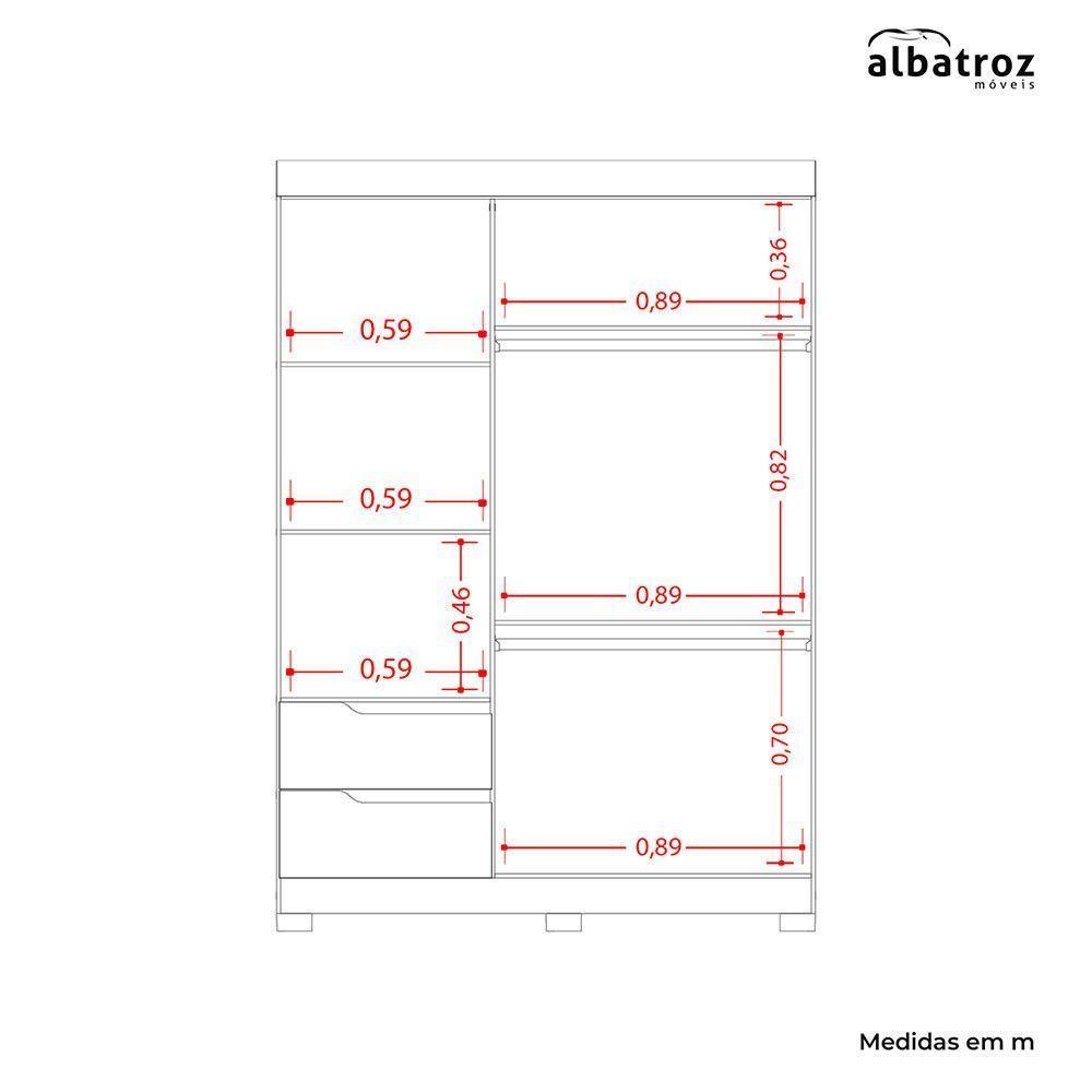 Guarda Roupa Vivacce Solteiro 3 Portas Com Espelho Albatroz Cinamomo/off White - 4