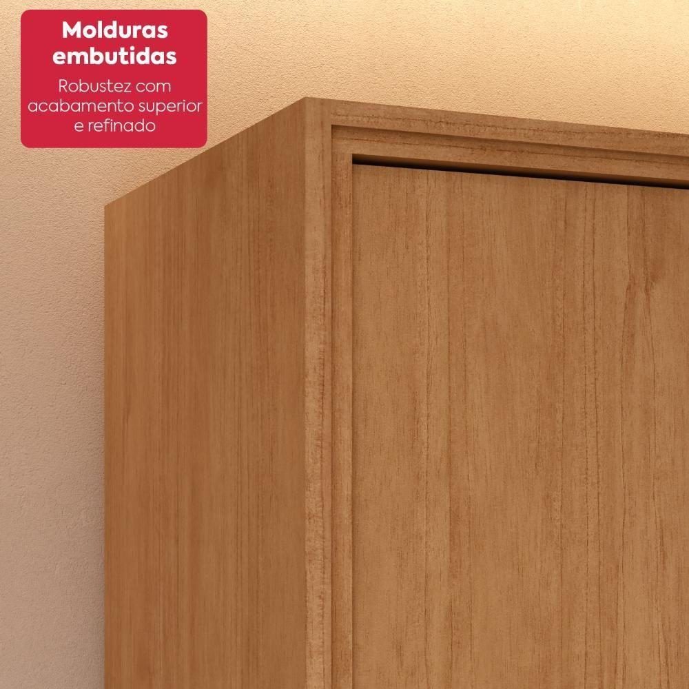 Guarda Roupa Casal 100% Mdf 6 Portas Easy Move 2,40 Com Espelhos Amendoa Clean - 7