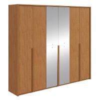 Guarda Roupa Casal 100% Mdf 6 Portas Easy Move 2,40 Com Espelhos Amendoa Clean - 2