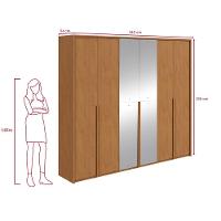 Guarda Roupa Casal 100% Mdf 6 Portas Easy Move 2,40 Com Espelhos Amendoa Clean - 3