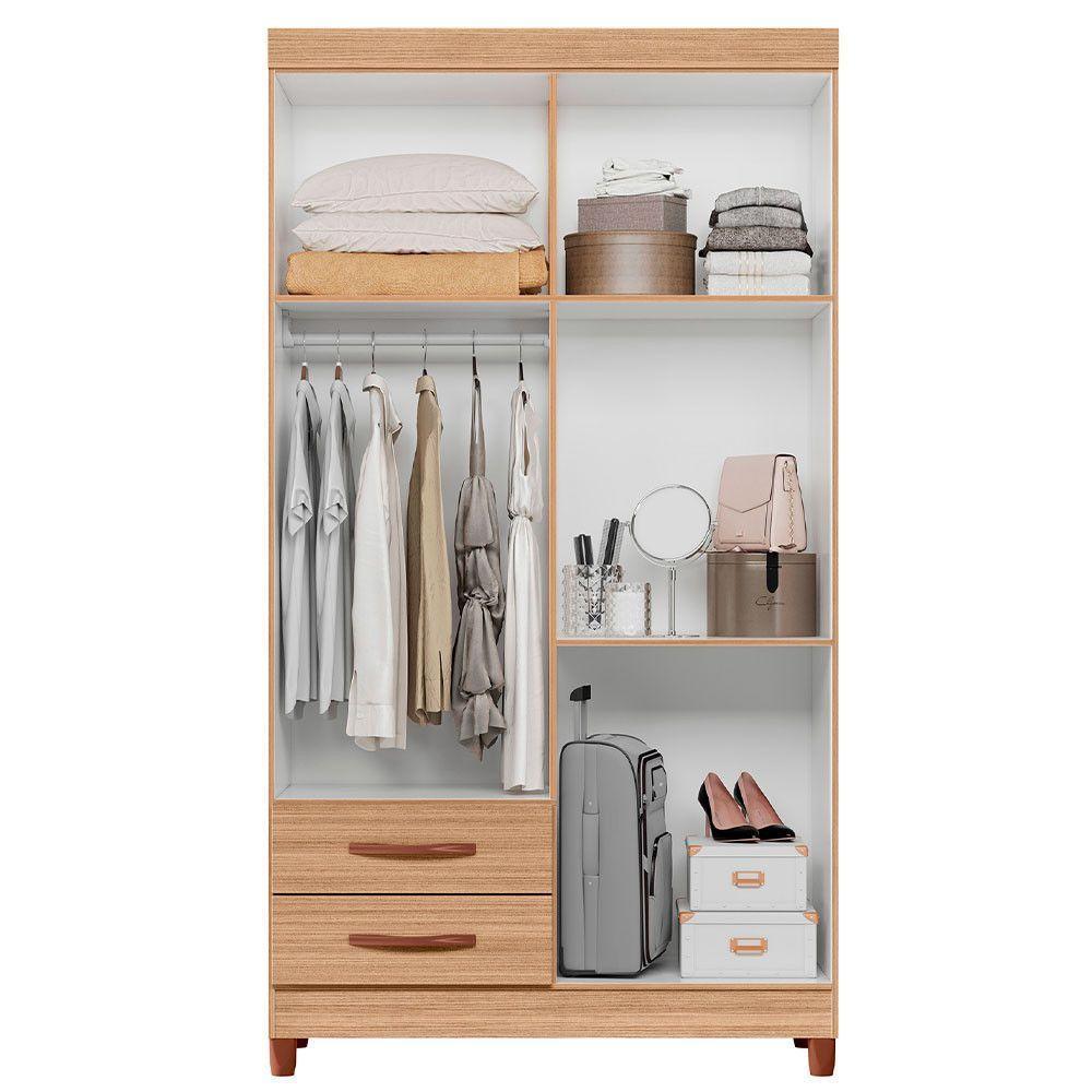 Guarda Roupa âmbar Solteiro 4 Portas Com Espelho Albatroz Nature/titanium - 3