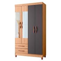 Guarda Roupa âmbar Solteiro 4 Portas Com Espelho Albatroz Nature/titanium - 1