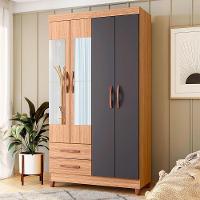 Guarda Roupa âmbar Solteiro 4 Portas Com Espelho Albatroz Nature/titanium - 2