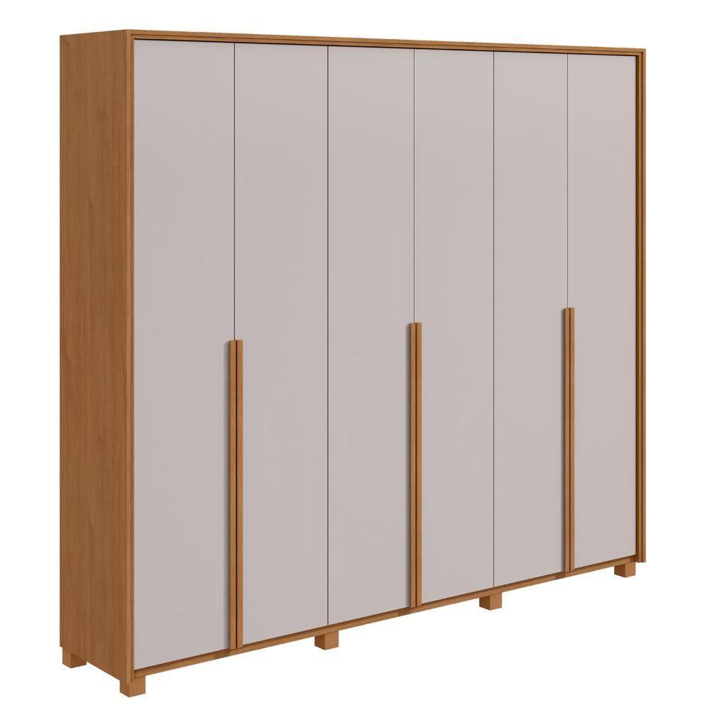 Guarda Roupa Casal 100% Mdf 6 Portas Easy Move 2,40 Com Pés Amendoa Clean/off White - 2