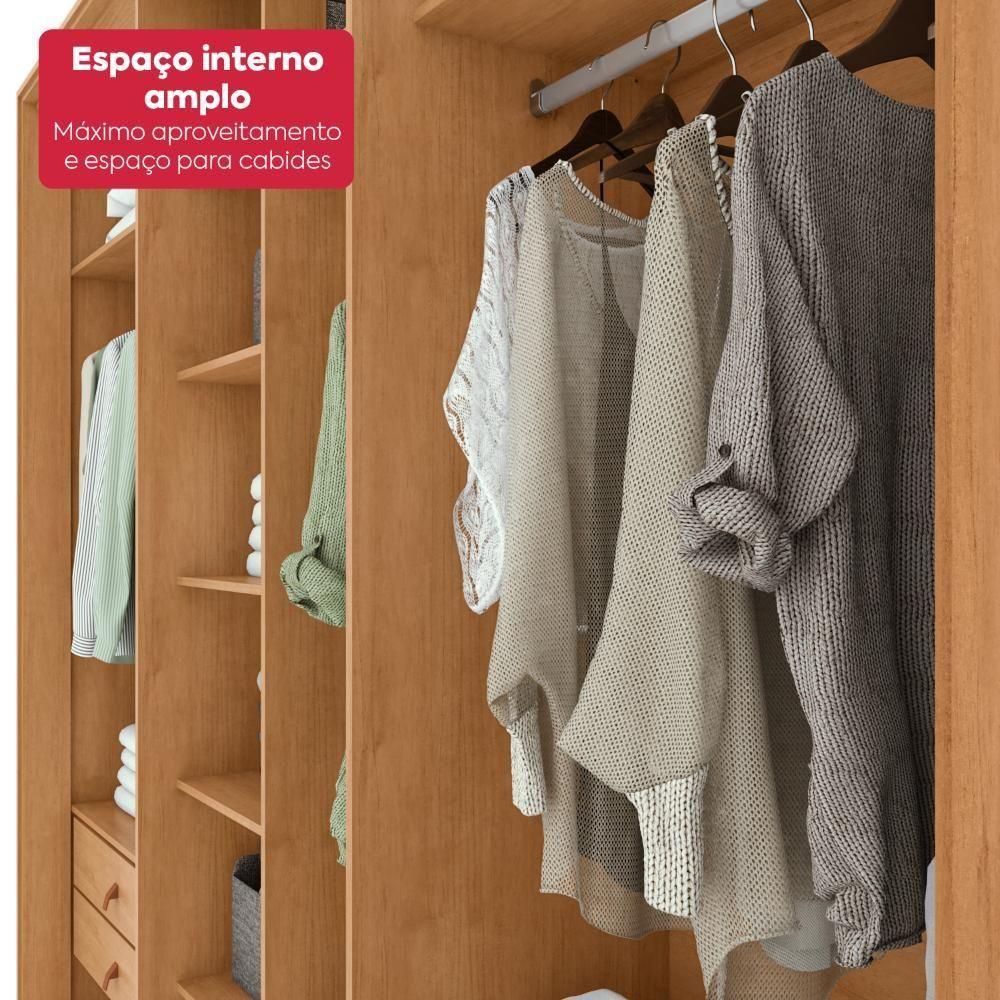 Guarda Roupa Casal 100% Mdf 6 Portas Easy Move 2,40 Com Pés Amendoa Clean/off White - 6