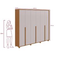 Guarda Roupa Casal 100% Mdf 6 Portas Easy Move 2,40 Com Pés Amendoa Clean/off White - 3