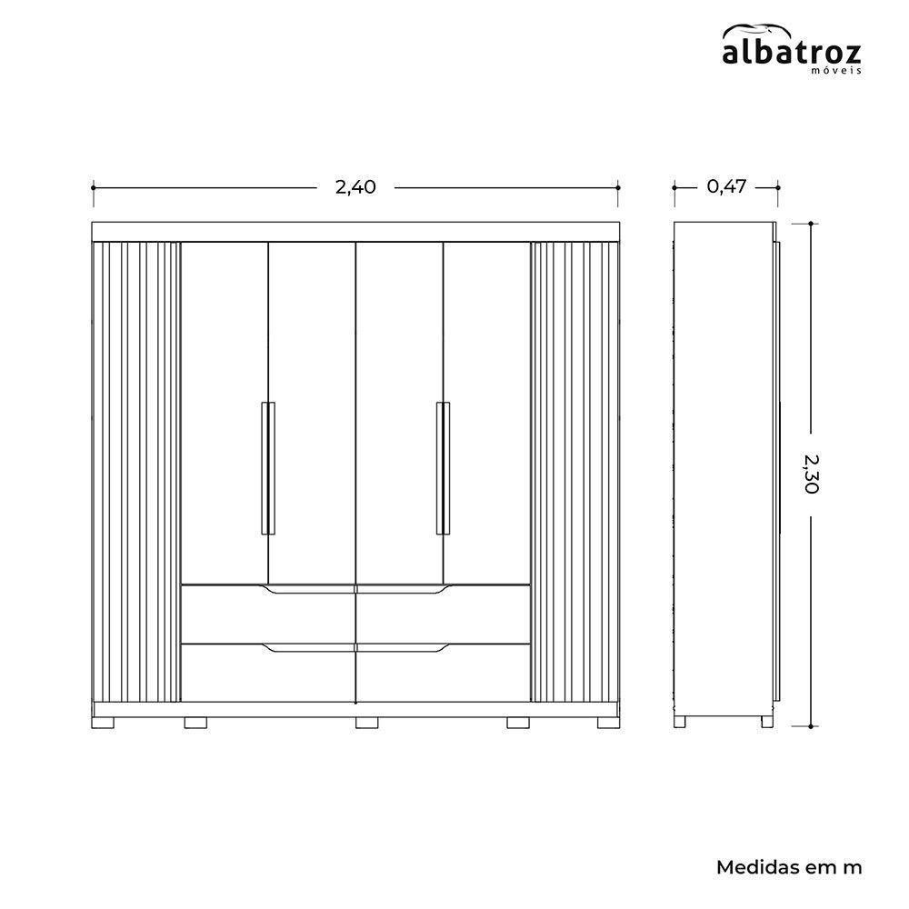 Guarda Roupa Doble Casal 6 Portas Albatroz Moveis Nature/titanium - 5