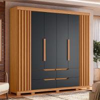 Guarda Roupa Doble Casal 6 Portas Albatroz Moveis Nature/titanium - 3