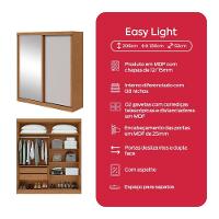 Guarda-roupa 2 Portas De Correr 2 Gavetas Easy Light Com Espelho Amendoa Clean/off White/amen - 2