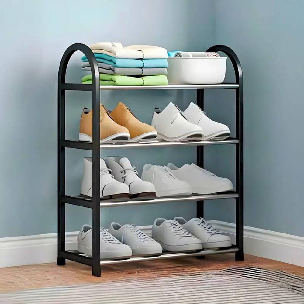 Organizador Multiuso Sapateira Preta 04 Prateleiras 08 Pares - 4