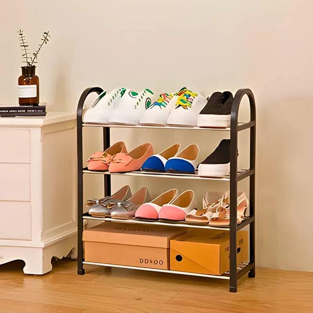 Organizador Multiuso Sapateira Preta 04 Prateleiras 08 Pares - 6