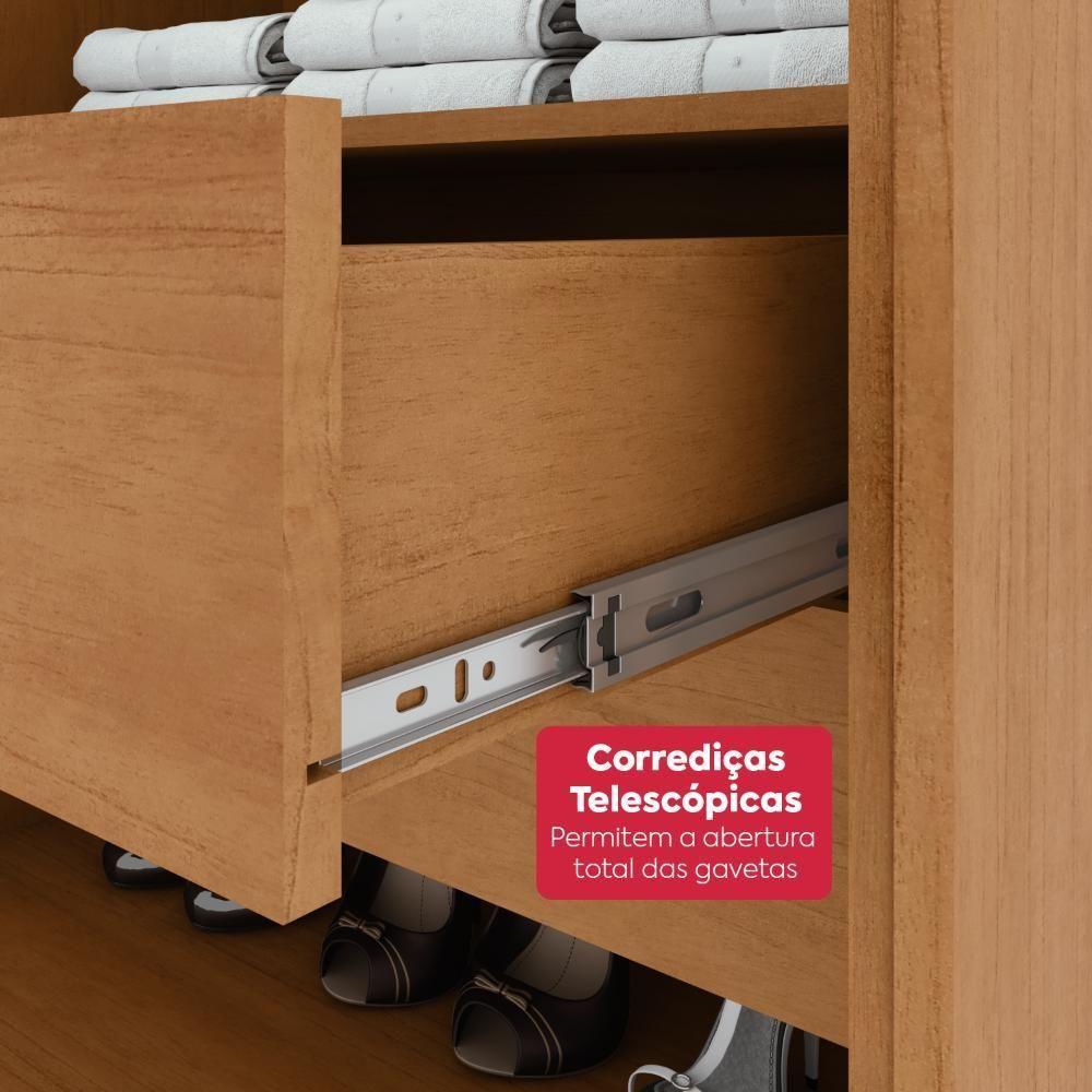 Guarda Roupa Casal 100% Mdf 6 Portas Easy Move 2,40 Com Espelho E Pés Amendoa Clean - 5