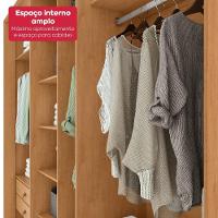 Guarda Roupa Casal 100% Mdf 6 Portas Easy Move 2,40 Com Espelho E Pés Amendoa Clean - 6