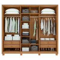 Guarda Roupa Casal 100% Mdf 6 Portas Easy Move 2,40 Com Espelho E Pés Amendoa Clean - 10