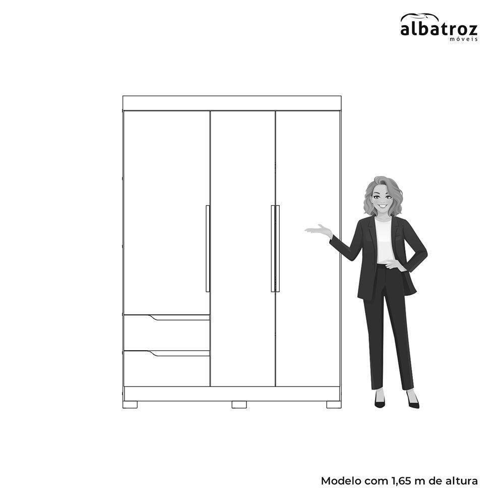 Guarda Roupa Vivacce Solteiro 3 Portas Com Espelho Albatroz Jatobá/fendi Metallic - 6