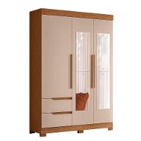 Guarda Roupa Vivacce Solteiro 3 Portas Com Espelho Albatroz Jatobá/fendi Metallic - 1